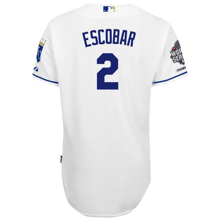 Personalized Alex escobar kansas city royals majestic player jersey with 2015 world series patch white