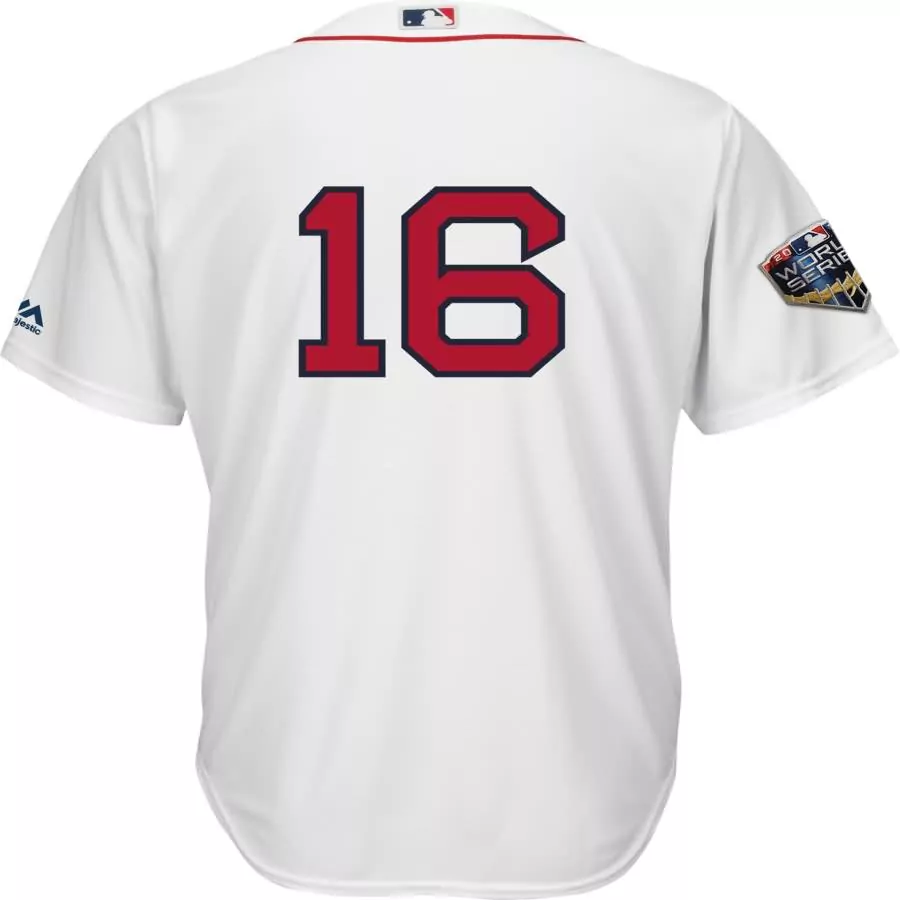 Customizable Andrew benintendi boston red sox majestic 2018 world series cool base player number jersey white