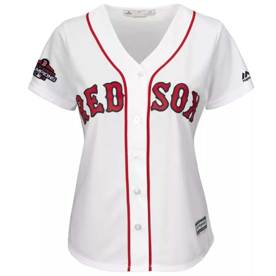 Custom Andrew benintendi boston red sox majestic womens 2018 world series champions team logo player jersey white