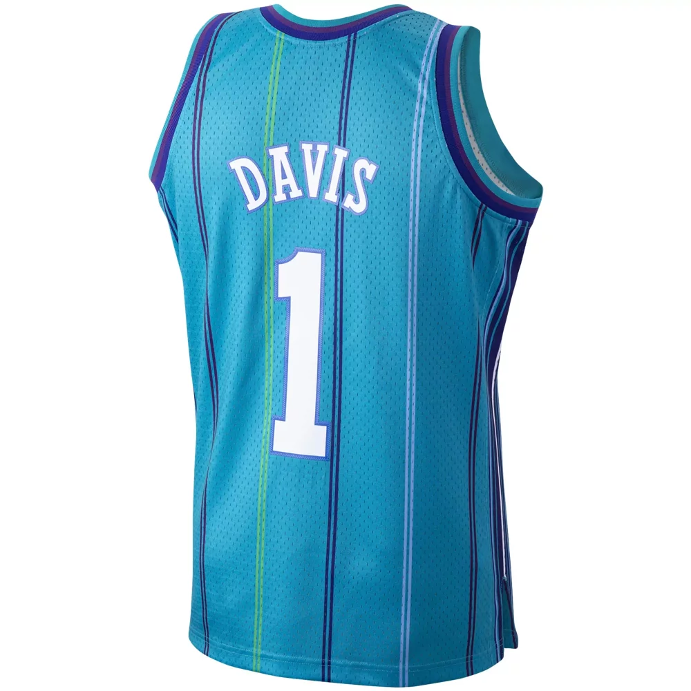 Personalized Baron davis charlotte hornets mitchell amp ness hardwood classics 1999 00 swingman jersey teal