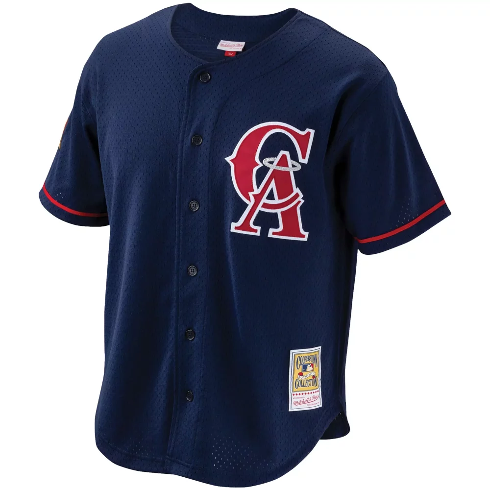 Customizable Bo jackson california angels mitchell amp ness cooperstown collection mesh batting practice button up jersey navy