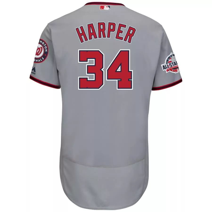 Custom Bryce harper washington nationals majestic 2018 all star game road flex base player jersey gray