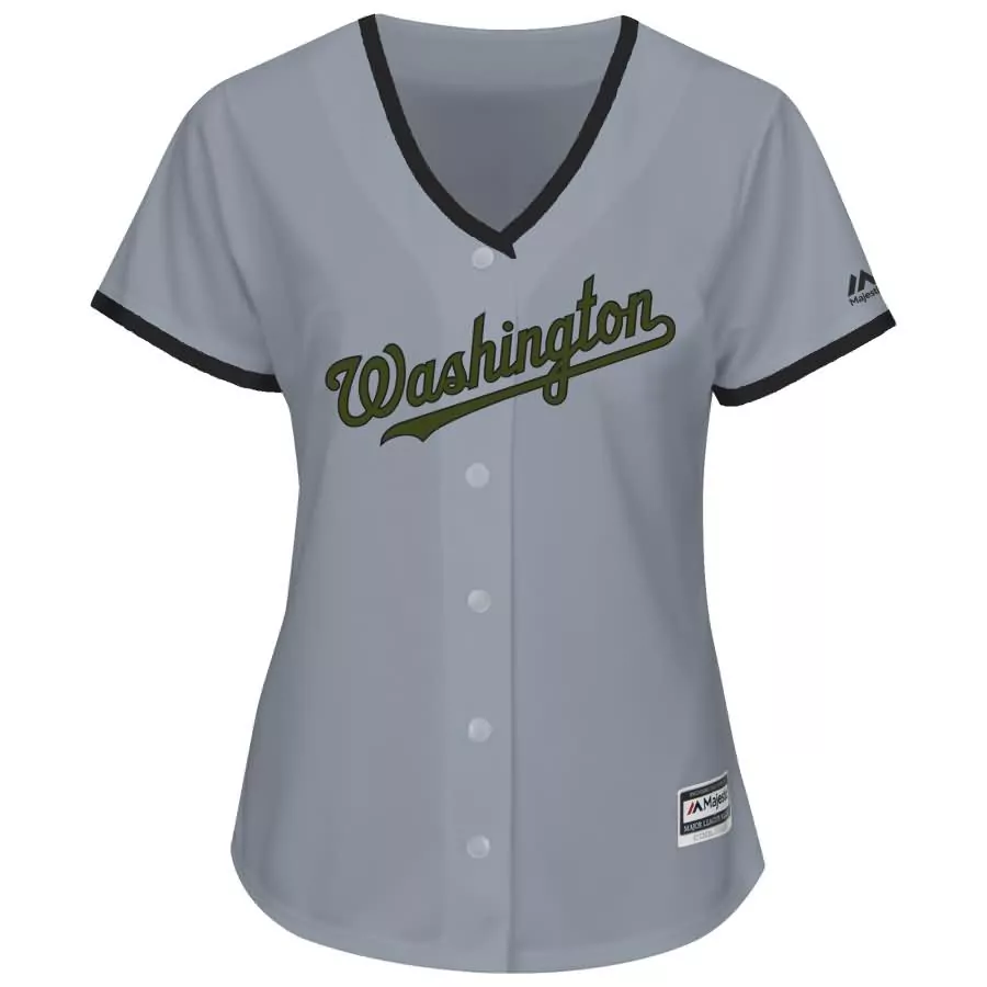 Custom Bryce harper washington nationals majestic womens 2018 memorial day cool base player jersey gray