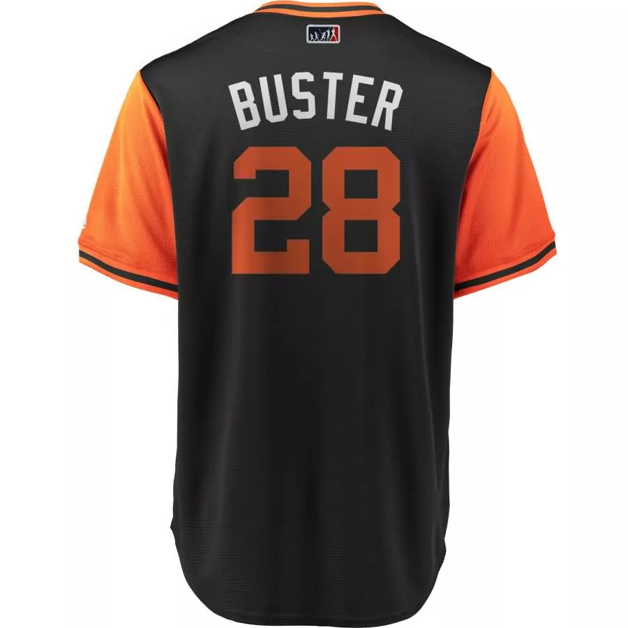 Customizable Buster posey buster san francisco giants majestic 2018 players weekend cool base jersey blackorange