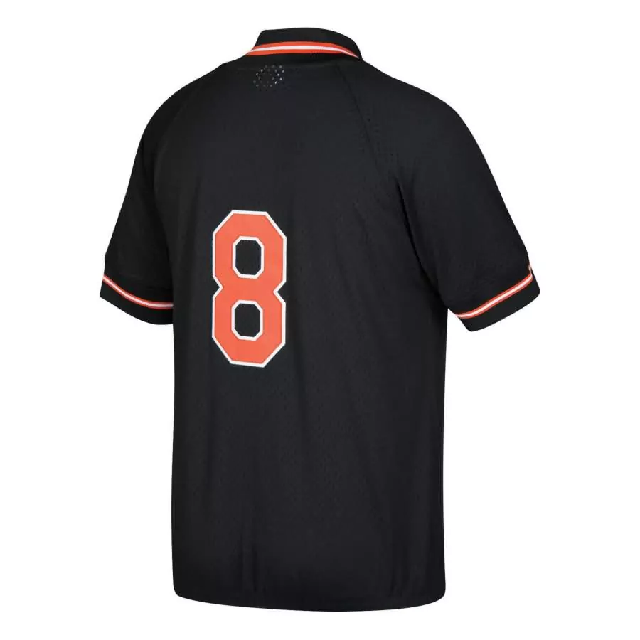 Customizable Cal ripken jr baltimore orioles mitchell ness cooperstown collection mesh batting practice quarter zip jersey black