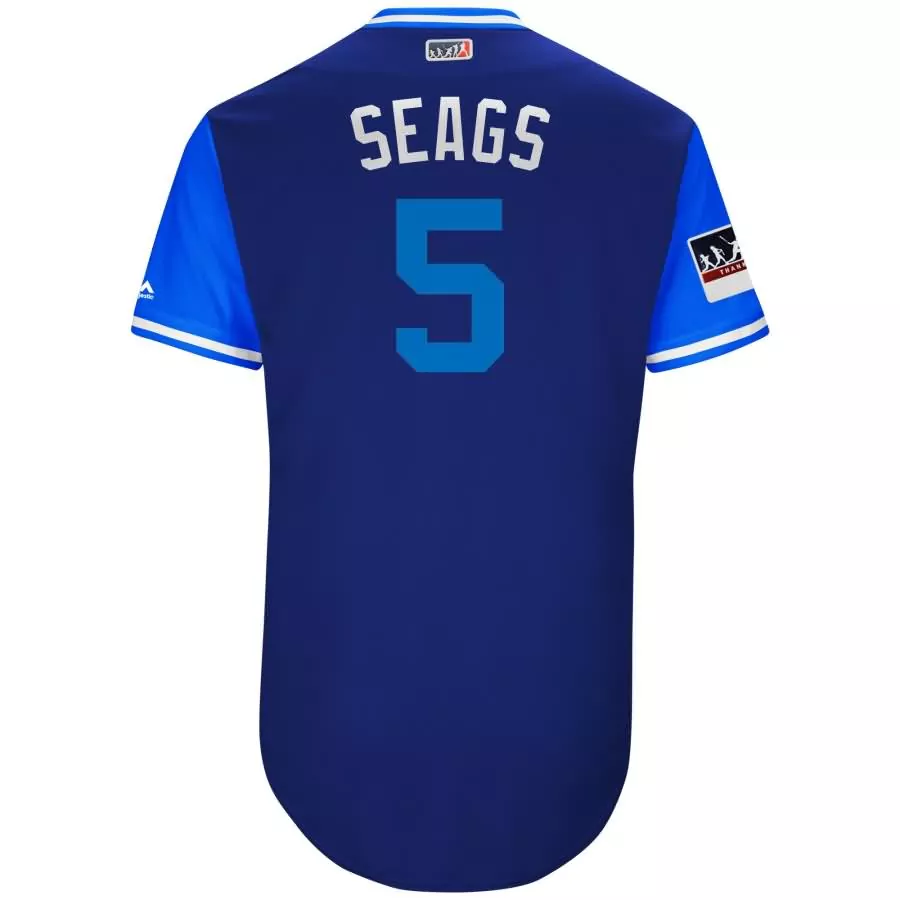 Customizable Corey seager seags los angeles dodgers majestic 2018 players weekend jersey royallight blue