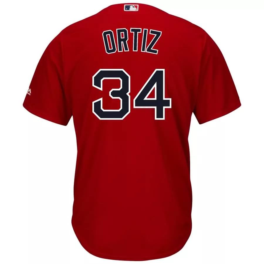 Custom David ortiz boston red sox majestic official cool base player jersey scarlet