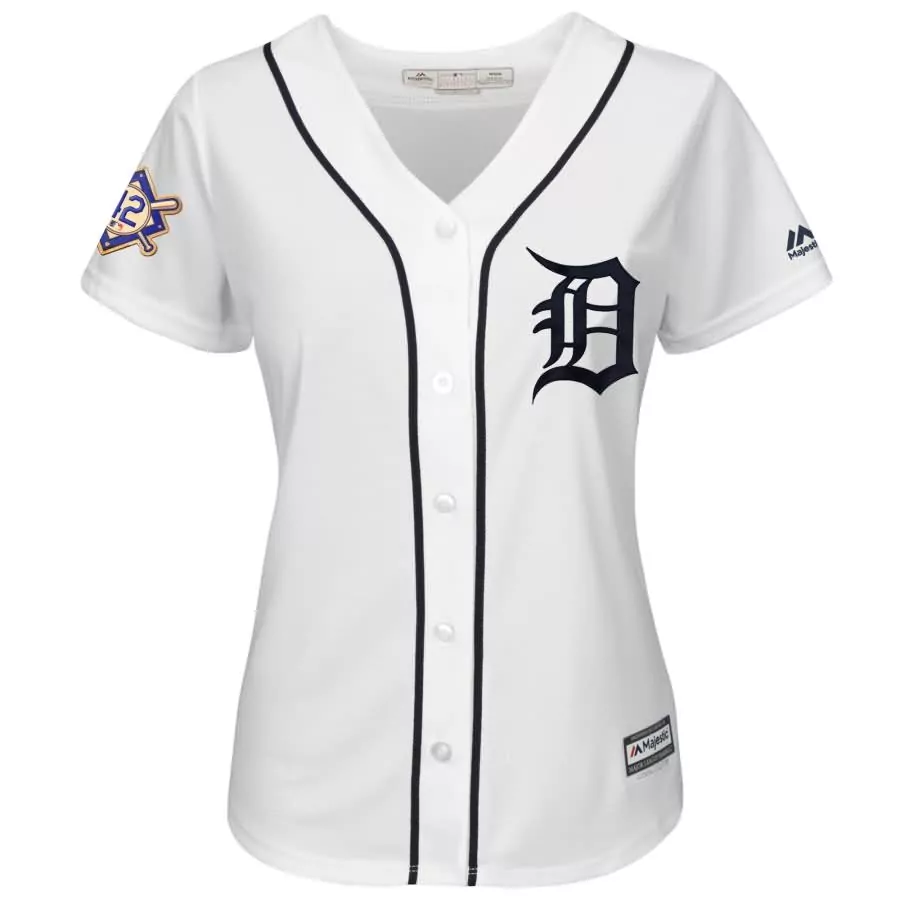 Customizable Detroit tigers majestic womens 2018 jackie robinson day official cool base jersey white