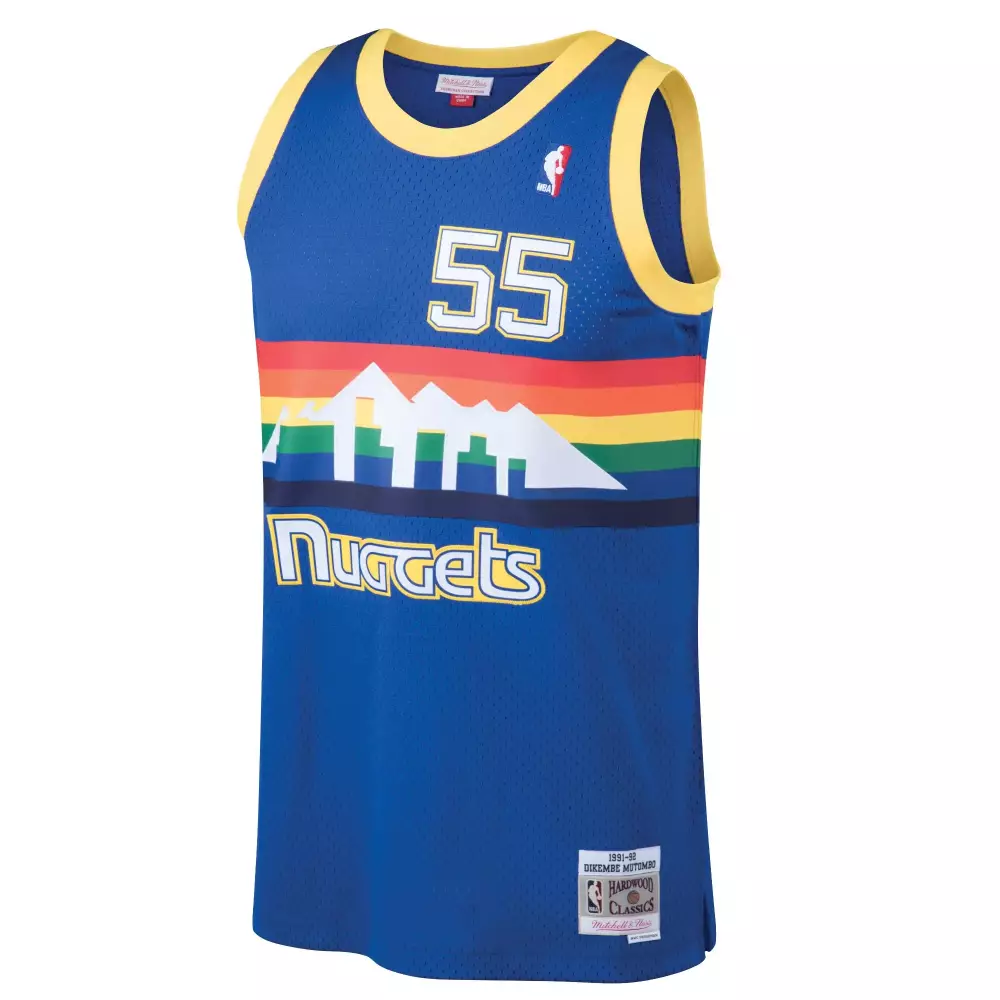 Personalized Dikembe mutombo denver nuggets mitchell amp ness 1991 92 hardwood classics swingman jersey blue