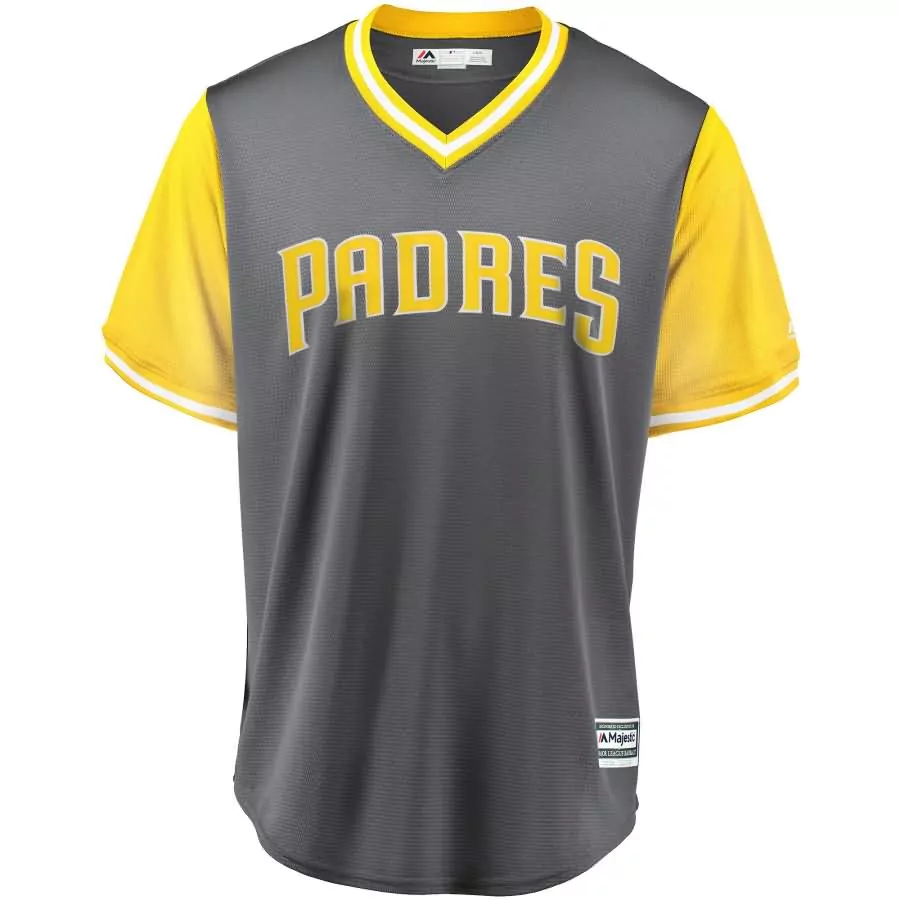 Personalized Eric hosmer papo san diego padres majestic 2018 players weekend cool base jersey grayyellow
