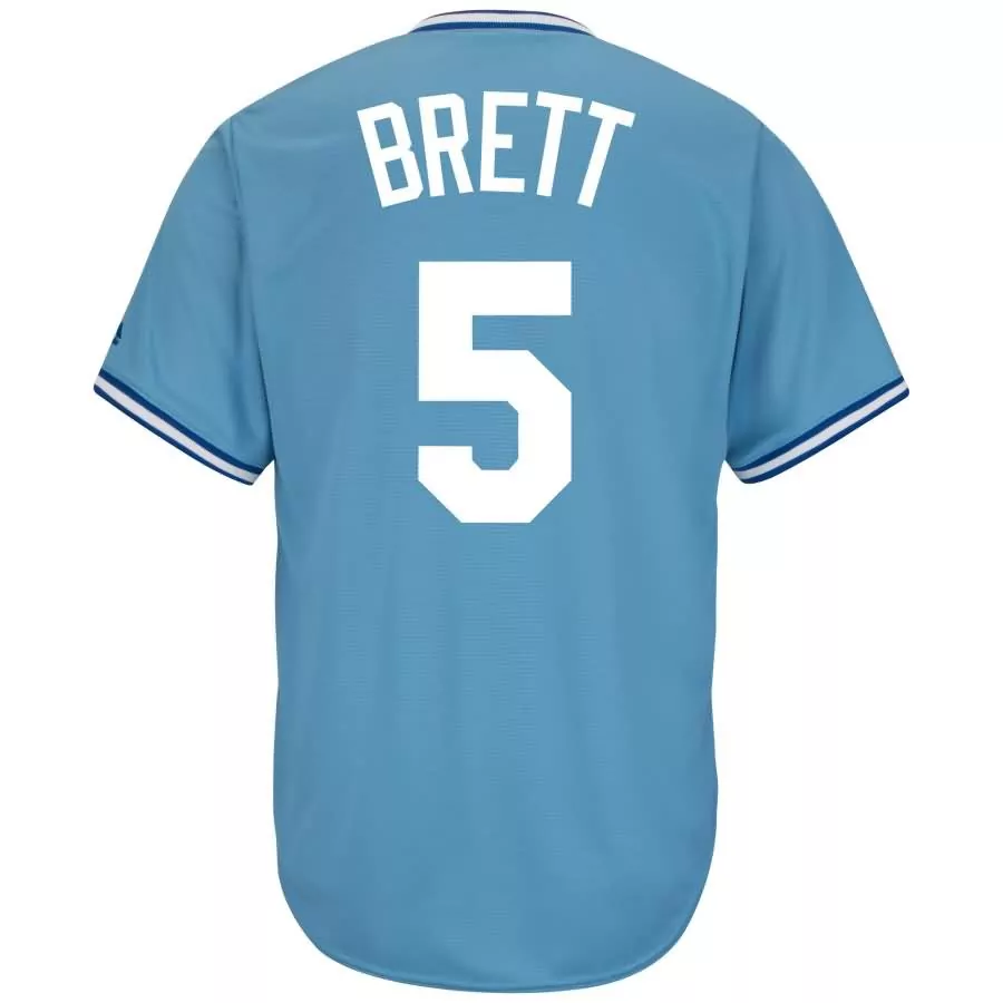 Customizable George brett kansas city royals majestic cool base cooperstown collection player jersey light blue