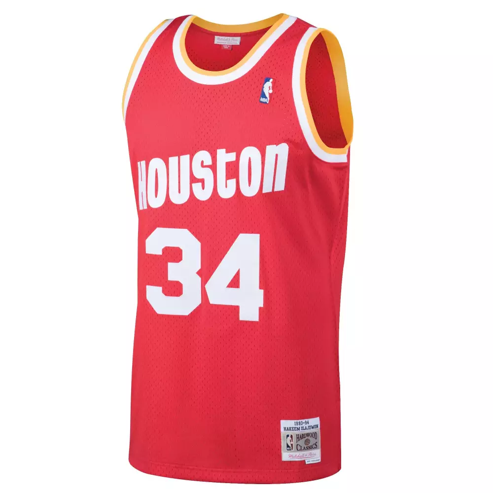 Customizable Hakeem olajuwon houston rockets mitchell amp ness 1993 94 hardwood classics swingman jersey red