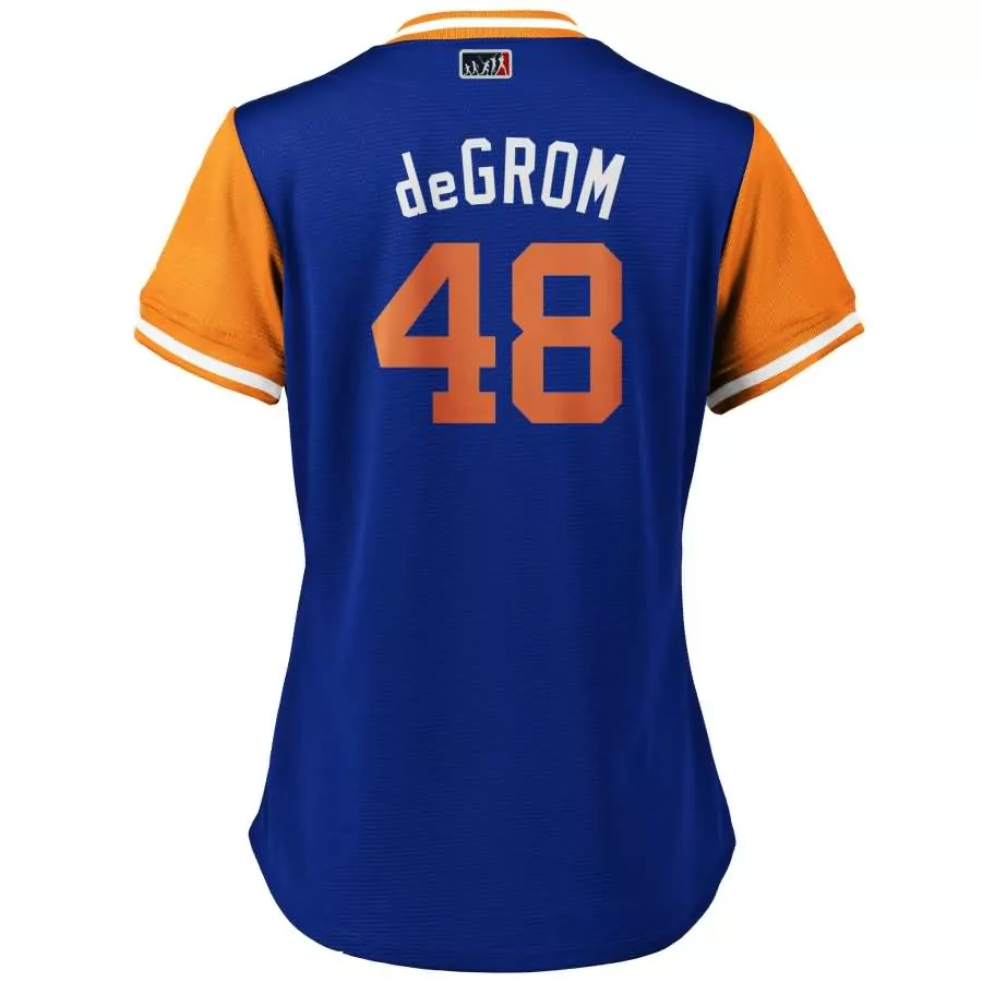 Custom Jacob degrom degrom new york mets majestic womens 2018 players weekend cool base jersey royalorange