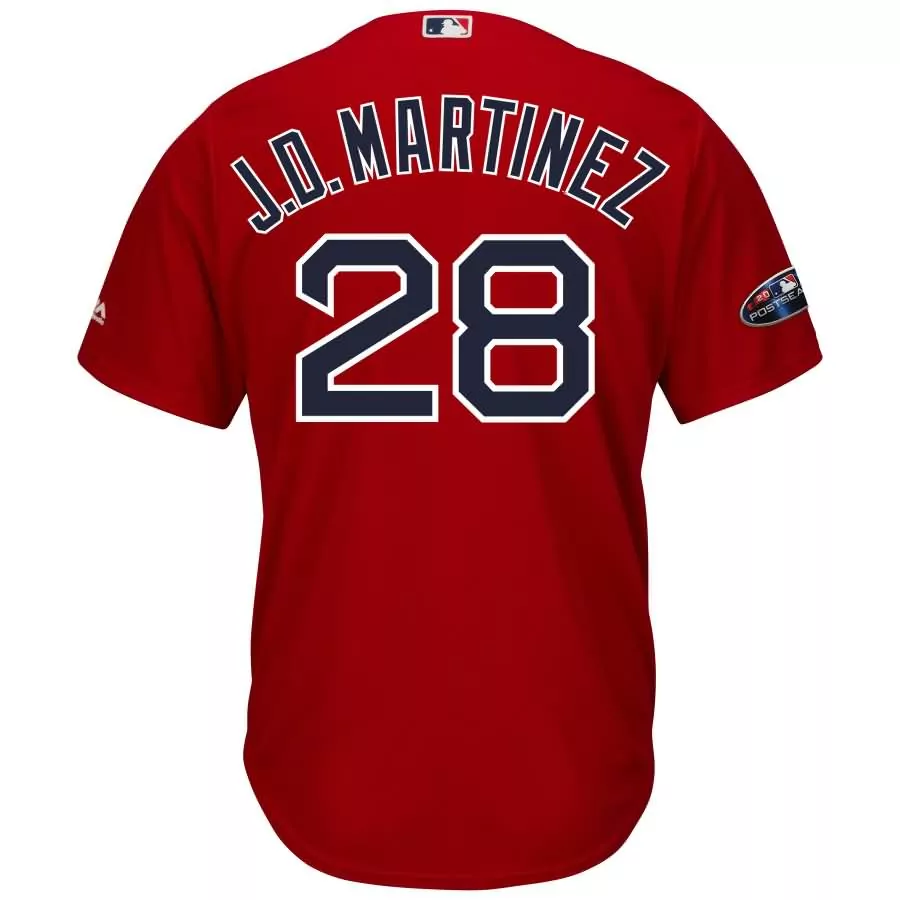 Customizable Jd martinez boston red sox majestic 2018 postseason alternate cool base player jersey scarlet