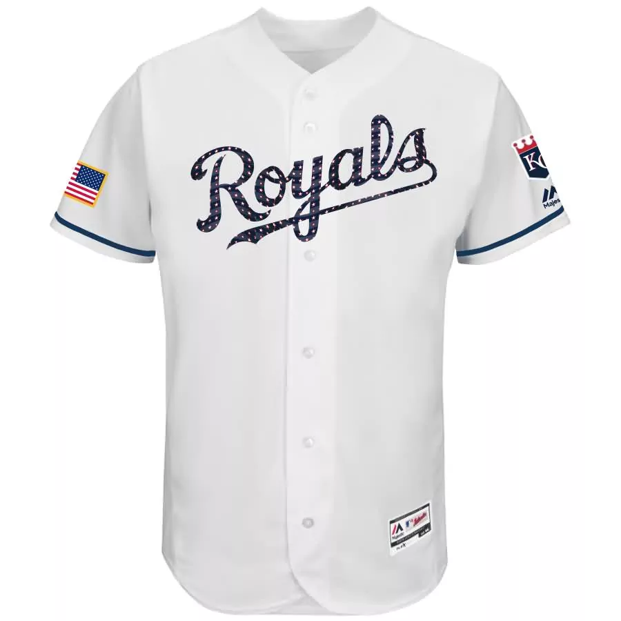 Customizable Kansas city royals majestic 2018 stars and stripes collection flex base team jersey white