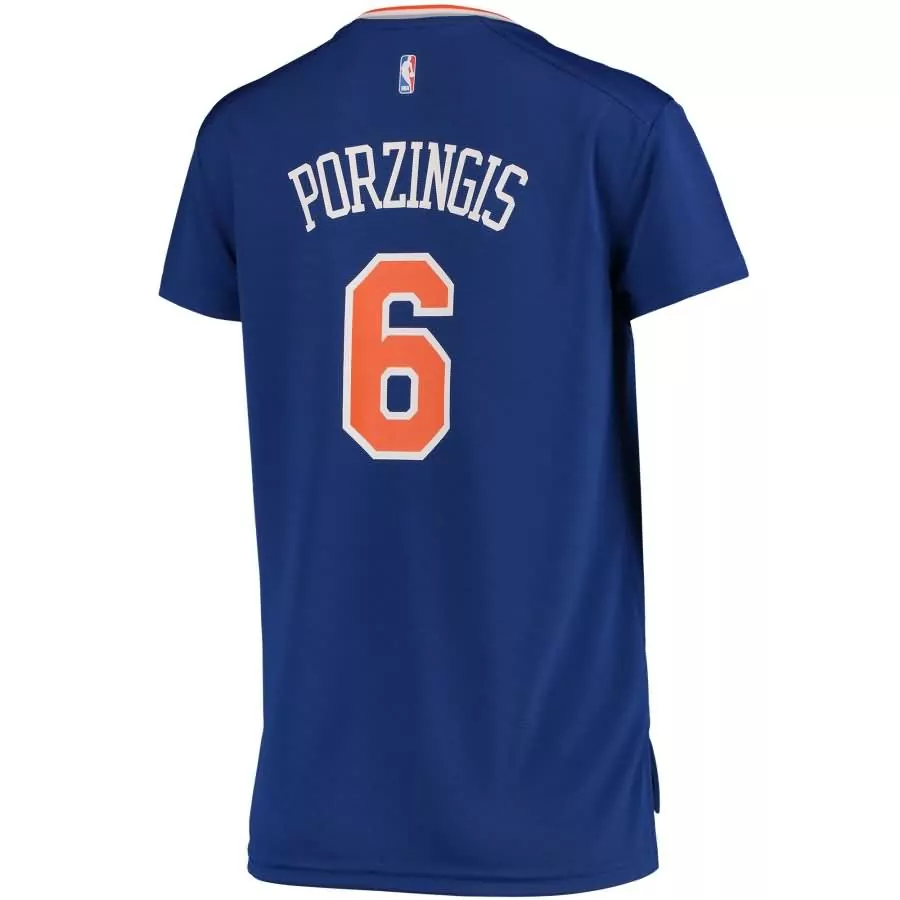 Custom Kristaps porzingis new york knicks fanatics ed womens fast break jersey royal icon edition f1rst sports