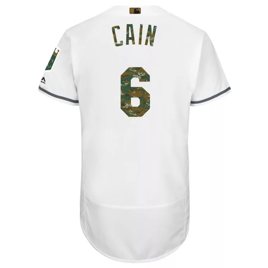 Custom Lorenzo cain kansas city royals majestic fashion 2016 memorial day flex base jersey white