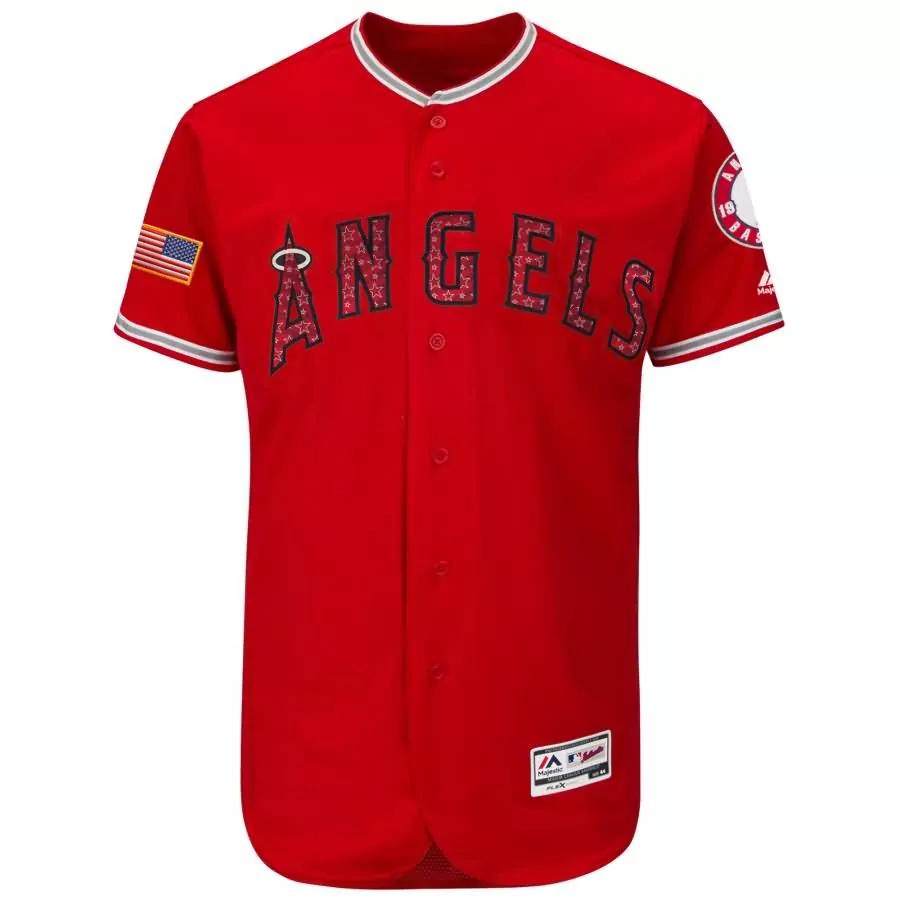 Personalized Los angeles angels majestic 2018 stars stripes flex base team jersey scarlet