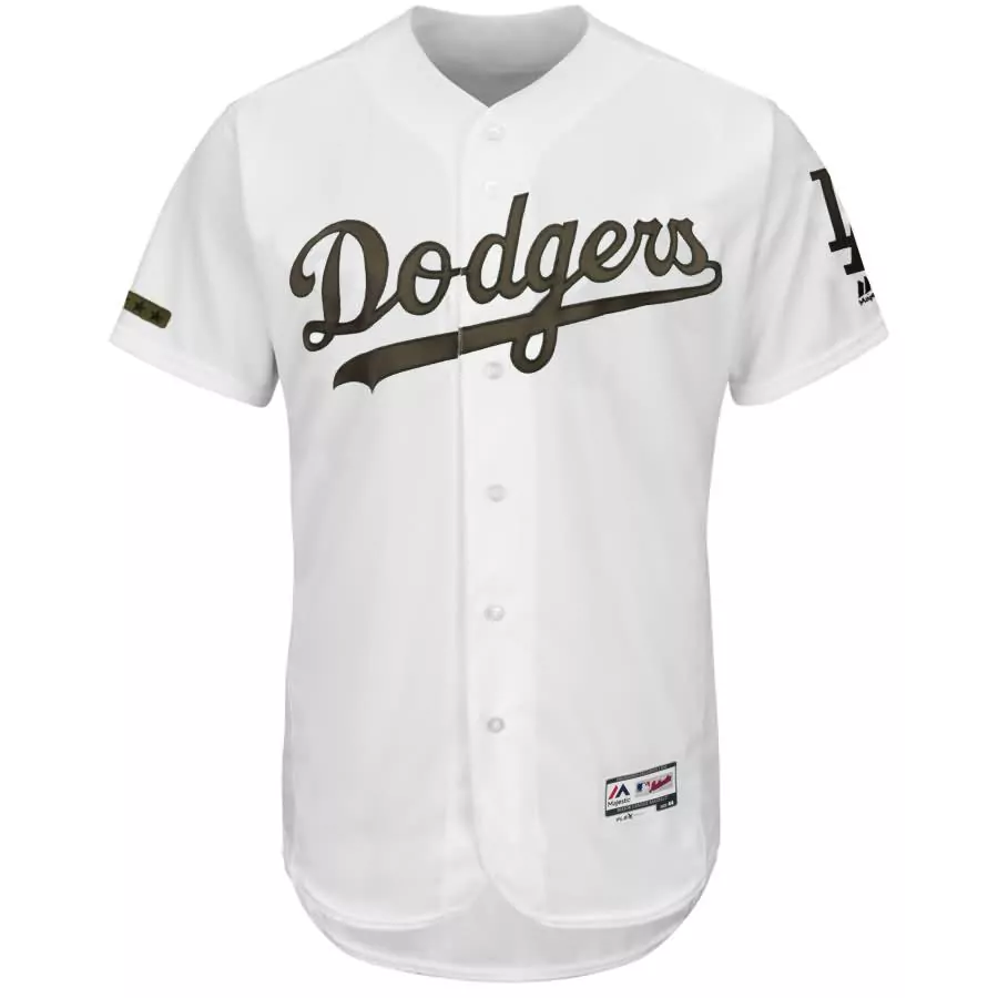Custom Los angeles dodgers majestic 2018 memorial day collection flex base team jersey white