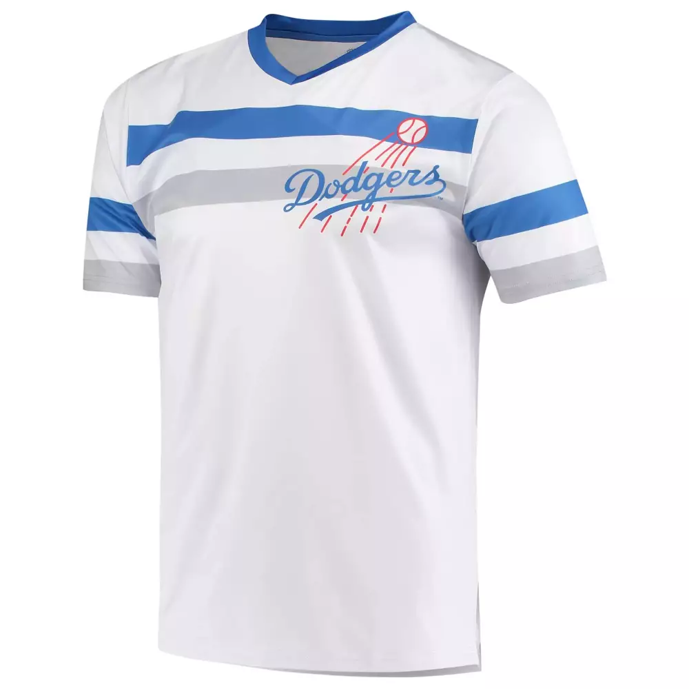 Custom Los angeles dodgers stitches cooperstown collection v neck jersey white