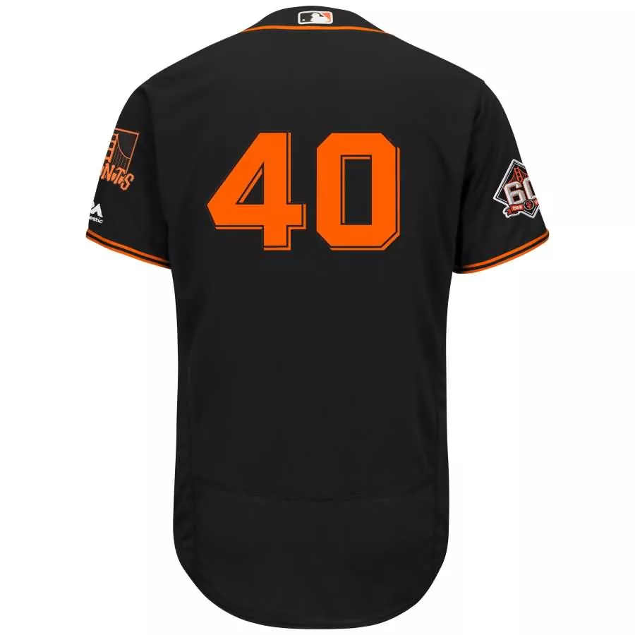 Personalized Madison bumgarner san francisco giants majestic alternate on field 60th season patch flex base player jersey black