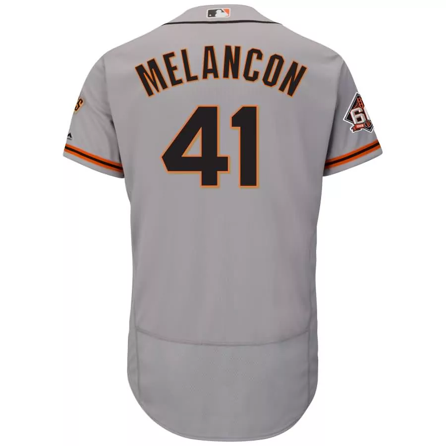 Customizable Mark melancon san francisco giants majestic road alternate on field 60th season patch flex base player jersey gray