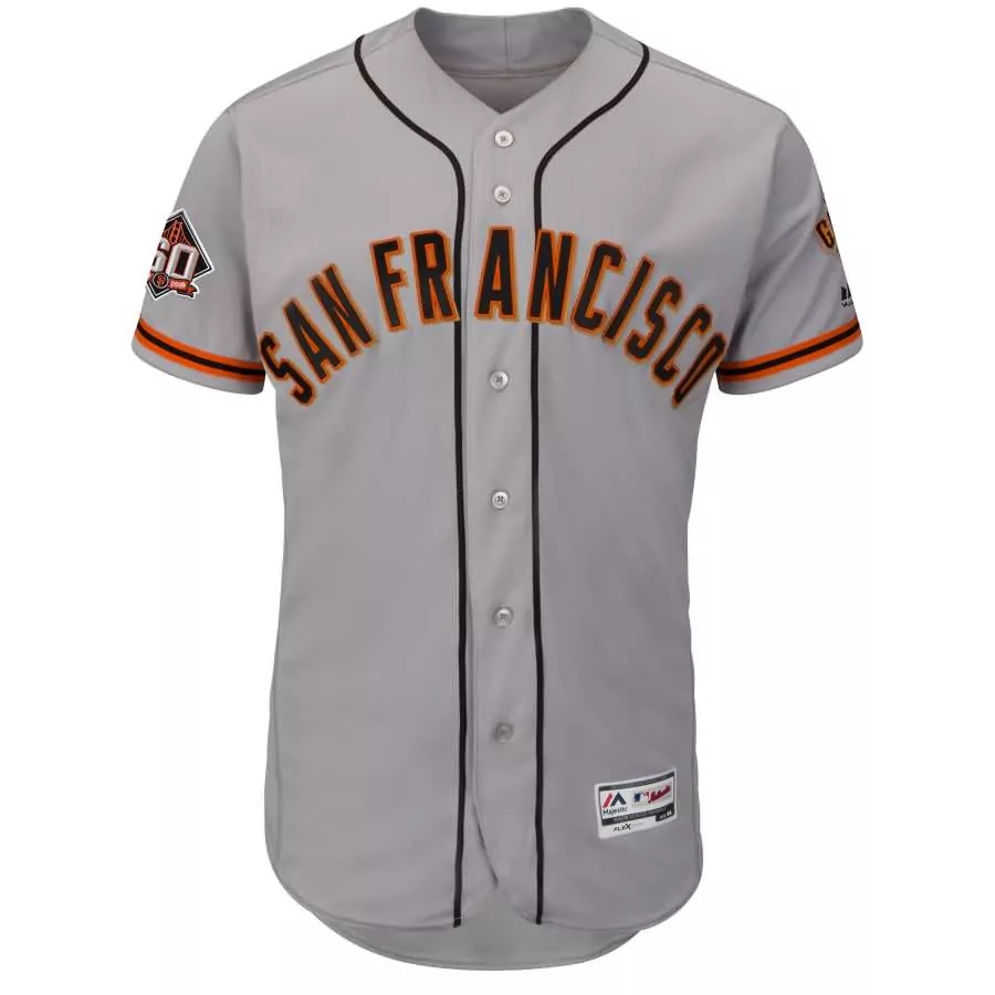 Customizable Mark melancon san francisco giants majestic road alternate on field 60th season patch flex base player jersey gray