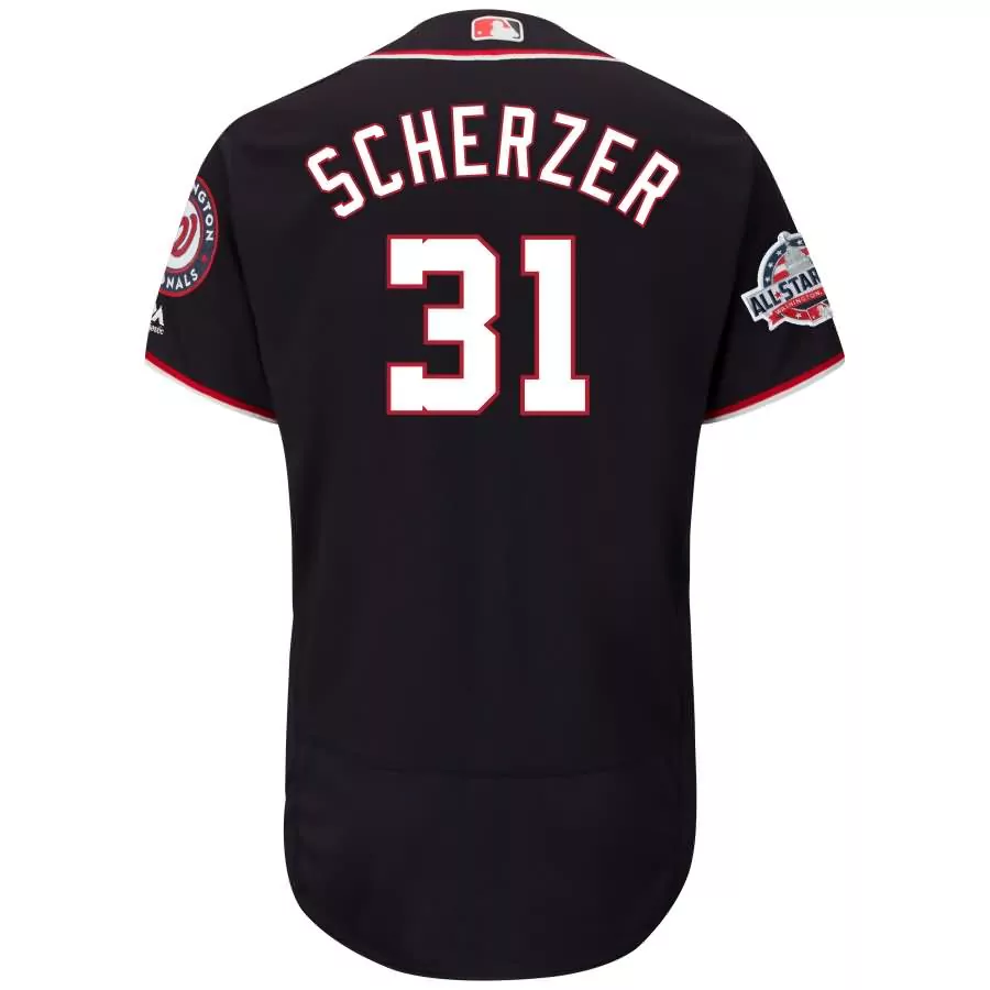 Customizable Max scherzer washington nationals majestic 2018 all star game alternate ii flex base jersey navy