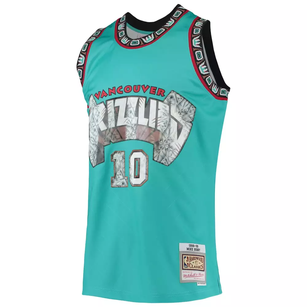 Personalized Mike bibby vancouver grizzlies mitchell amp ness 1996 97 hardwood classics nba 75th anniversary diamond swingman jersey turquoise
