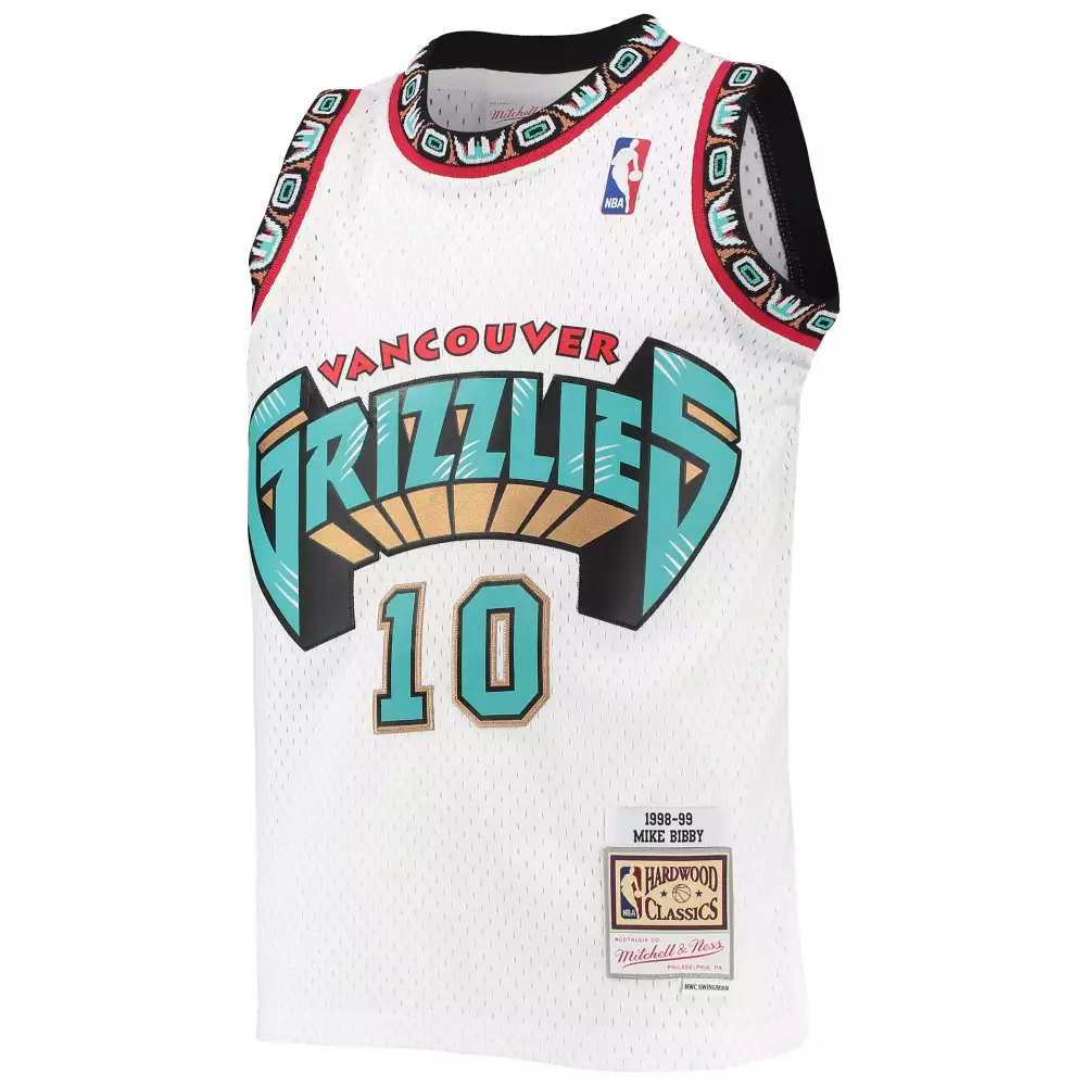 Personalized Mike bibby vancouver grizzlies mitchell amp ness youth 1998 99 hardwood classics swingman jersey white