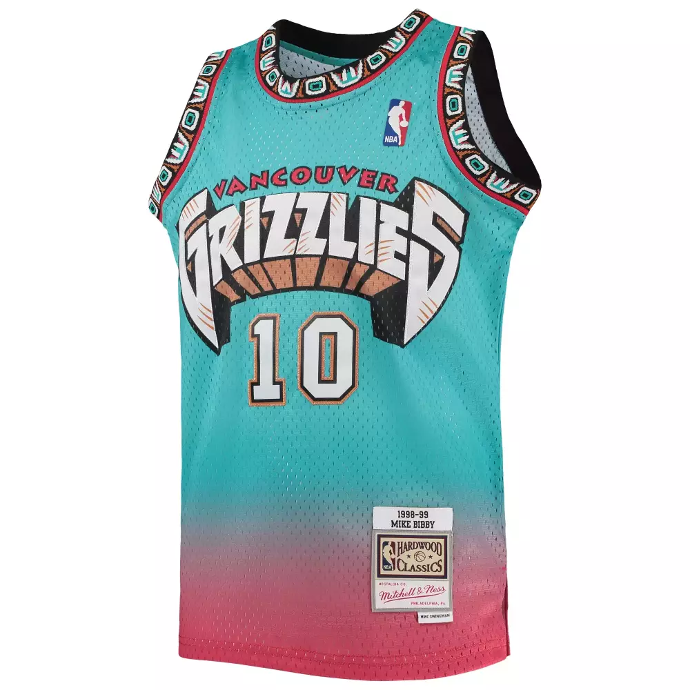 Custom Mike bibby vancouver grizzlies mitchell amp ness youth 199899 hardwood classics fadeaway swingman player jersey redturquoise