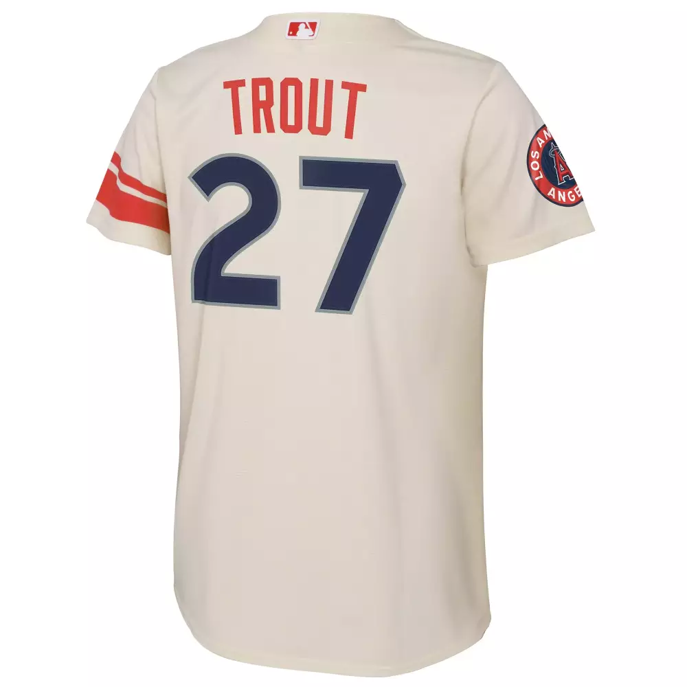 Custom Mike trout los angeles angels youth 2022 city connect player jersey cream