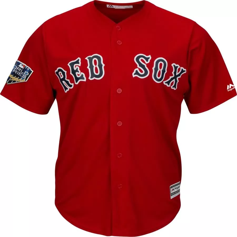 Custom Mookie betts boston red sox majestic 2018 world series cool base player number jersey scarlet