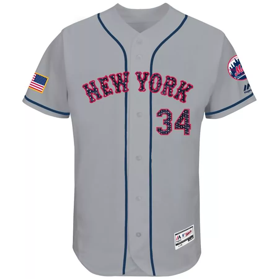 Custom Noah syndergaard new york mets majestic 2018 stars stripes collection flex base player jersey gray
