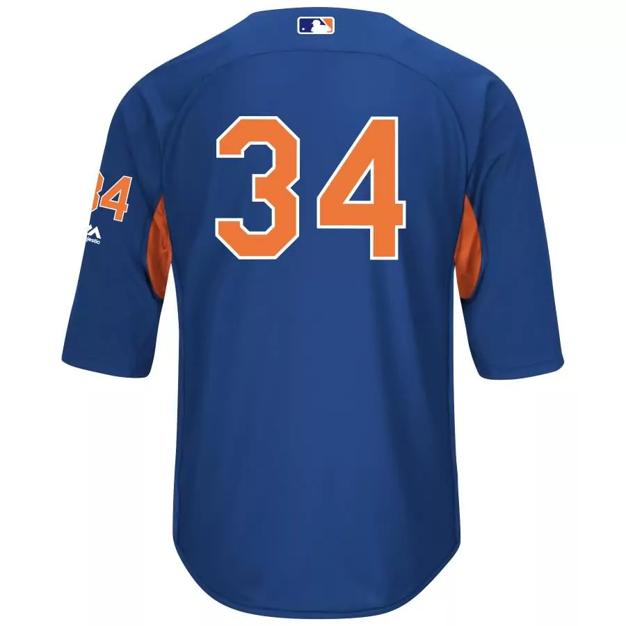 Custom Noah syndergaard new york mets majestic collection on field 34 sleeve player batting practice jersey royalorange