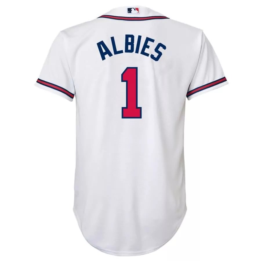 Customizable Ozzie albies atlanta braves majestic youth home official team cool base player jersey white
