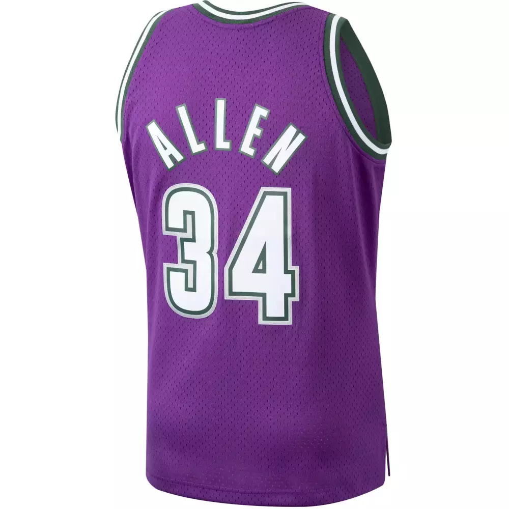 Customizable Ray allen milwaukee bucks mitchell amp ness hardwood classics 2000 01 swingman jersey purple