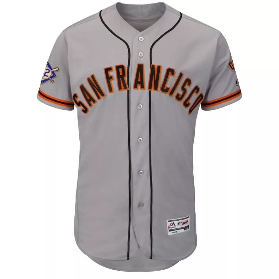 Custom San francisco giants majestic 2018 jackie robinson day flex base jersey gray
