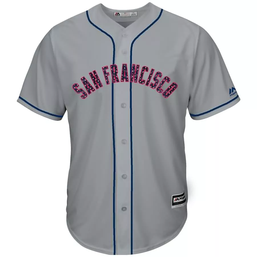Personalized San francisco giants majestic 2018 memorial day cool base team jersey gray