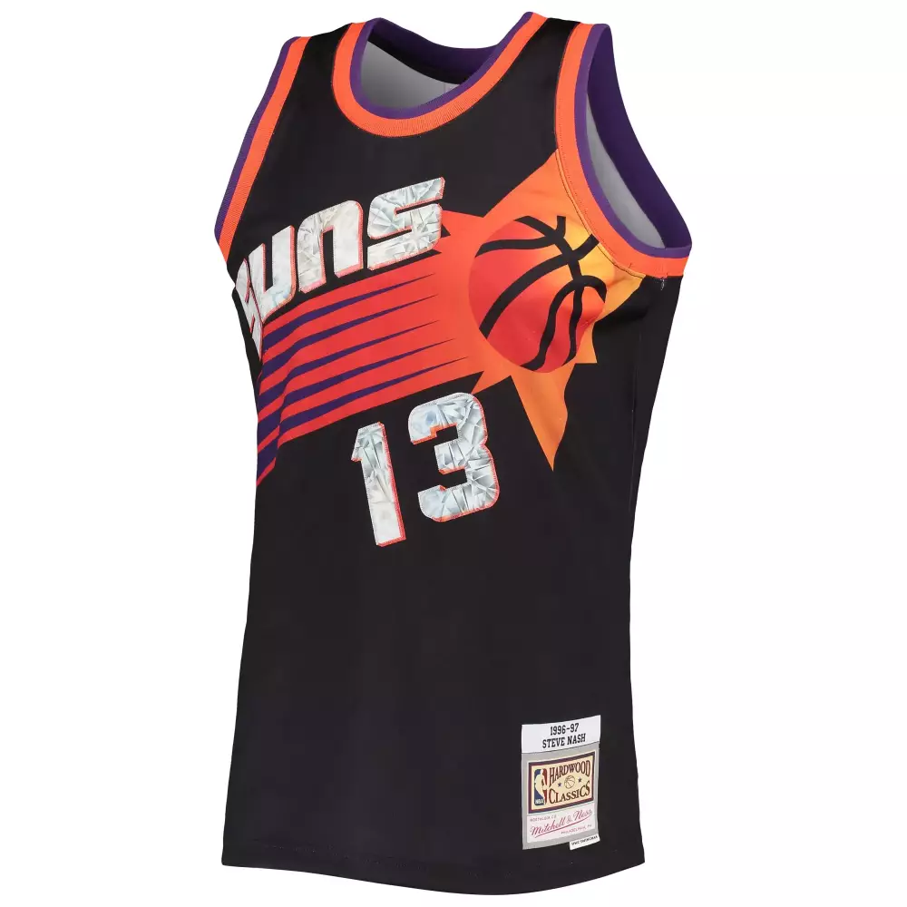 Personalized Steve nash phoenix suns mitchell amp ness 1996 97 hardwood classics nba 75th anniversary diamond swingman jersey black