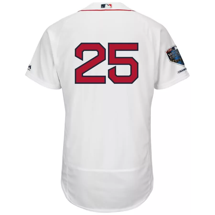 Custom Steve pearce boston red sox majestic 2018 world series champions home flex base player jersey white