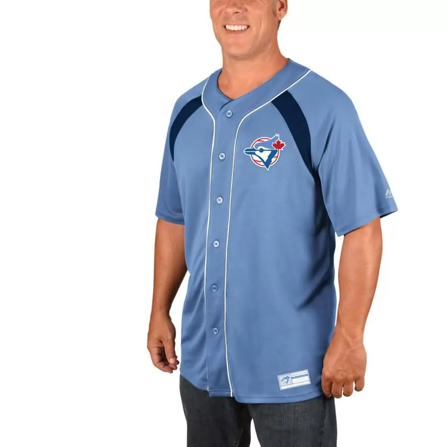Customizable Toronto blue jays majestic cooperstown collection peak power fashion jersey light bluenavy