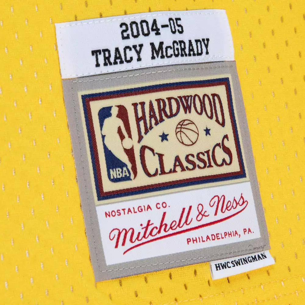 Custom Tracy mcgrady houston rockets mitchell amp ness 200405 hardwood classics fadeaway swingman player jersey goldred