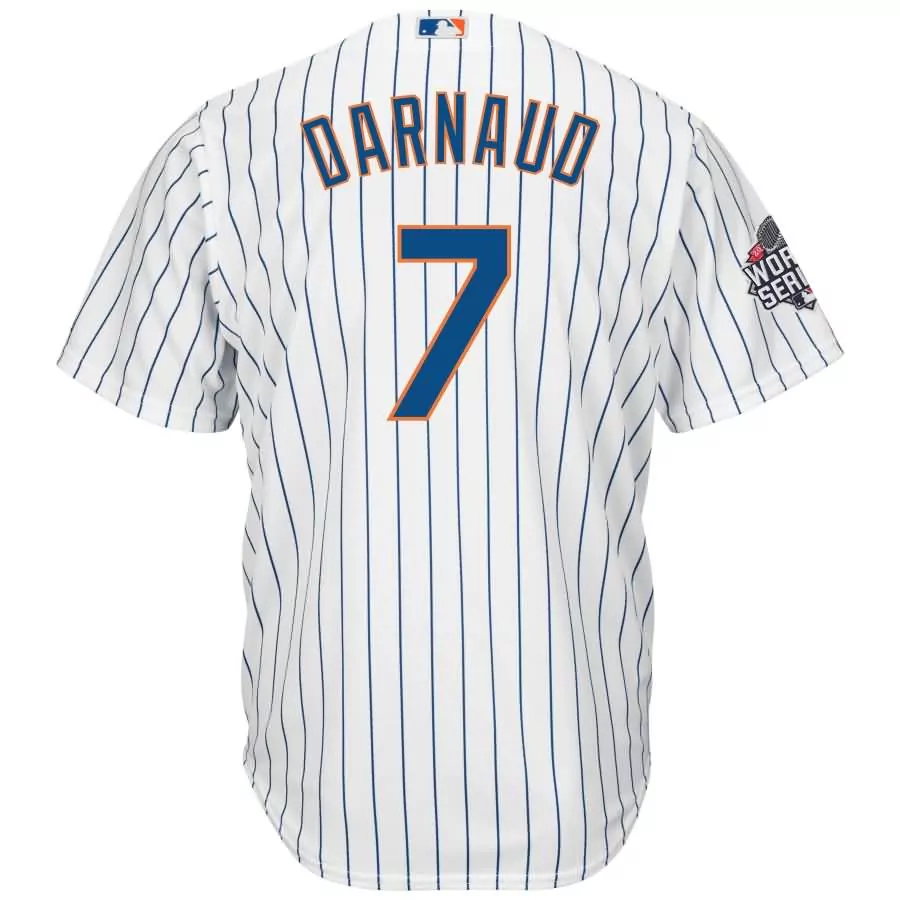 Custom Travis darnaud new york mets majestic 2015 world series bound cool base jersey whiteblue