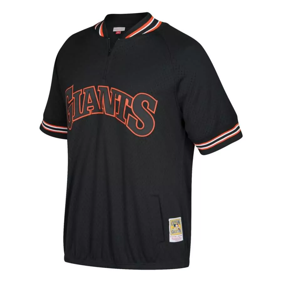 Custom Will clark san francisco giants mitchell ness cooperstown collection mesh batting practice quarter zip jersey black