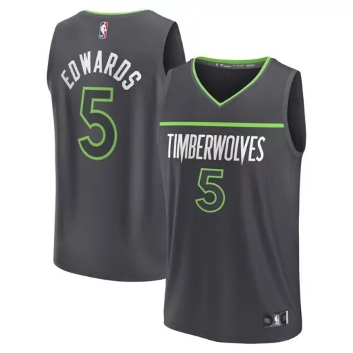 Personalized Anthony edwards minnesota timberwolves fast break player jersey statement edition anthracite 7719