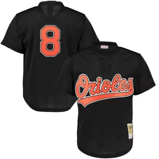 Custom Cal ripken jr baltimore orioles cooperstown mesh batting practice jersey black 6529