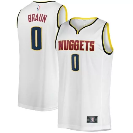 Customizable Christian braun denver nuggets fast break player jersey association edition white 5641