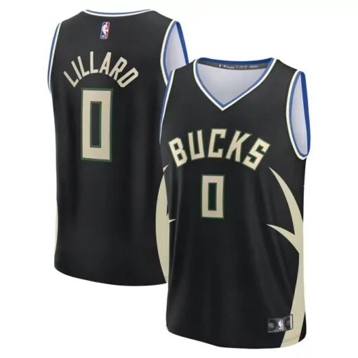 Personalized Damian lillard milwaukee bucks fast break player jersey statement edition black 6161
