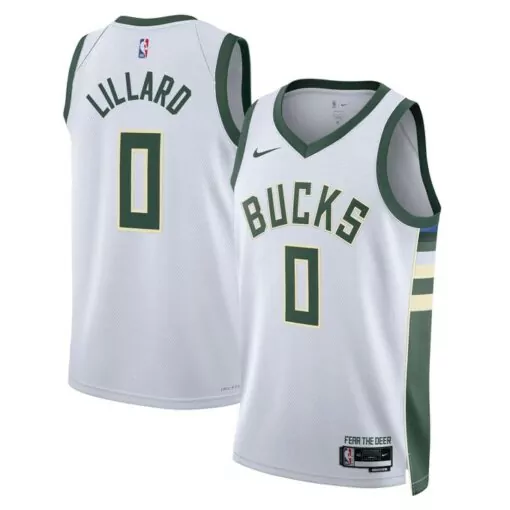 Personalized Damian lillard milwaukee bucks unisex fear the deer player jersey association edition white 7114